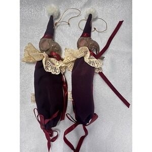 Katherine's Collection Elephant Clown Jester 9" Treat Bag Ornaments Pair Kleski